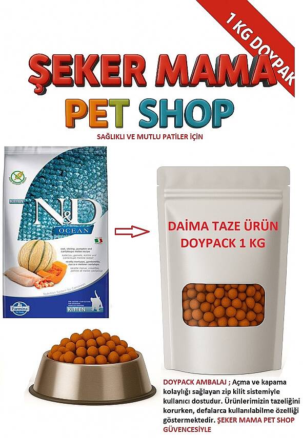 ND Kitten Morina Balıklı Balkabaklı Karidesli Tahılsız Yavru Kedi Maması ÖZEL PAKET 1 kg - 1